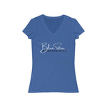 WOMEN'S BLUE STAR FANATICS V-NECK (White / Navy Print)